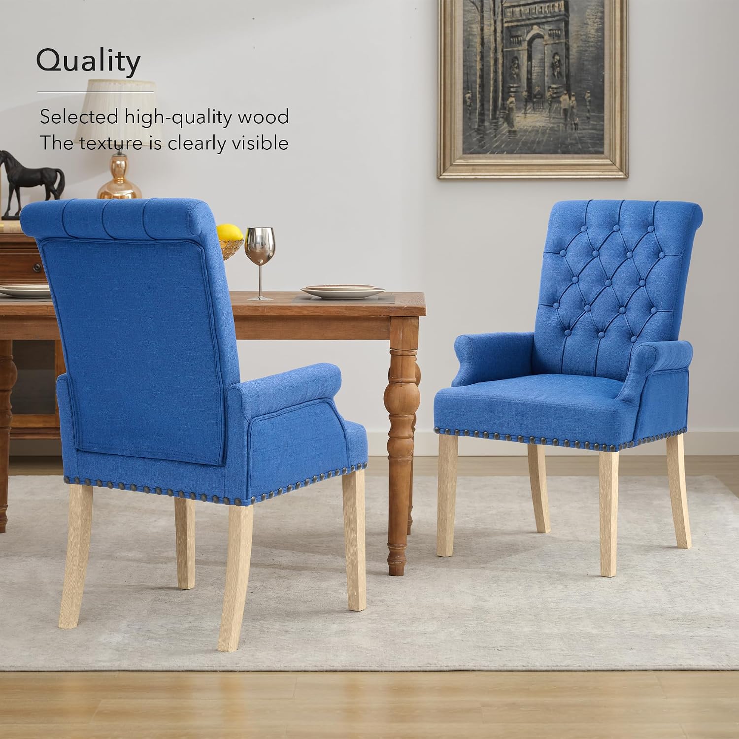 adochr Dining Chairs with Arms,Linen High Back Dining Room Chairs, Beige