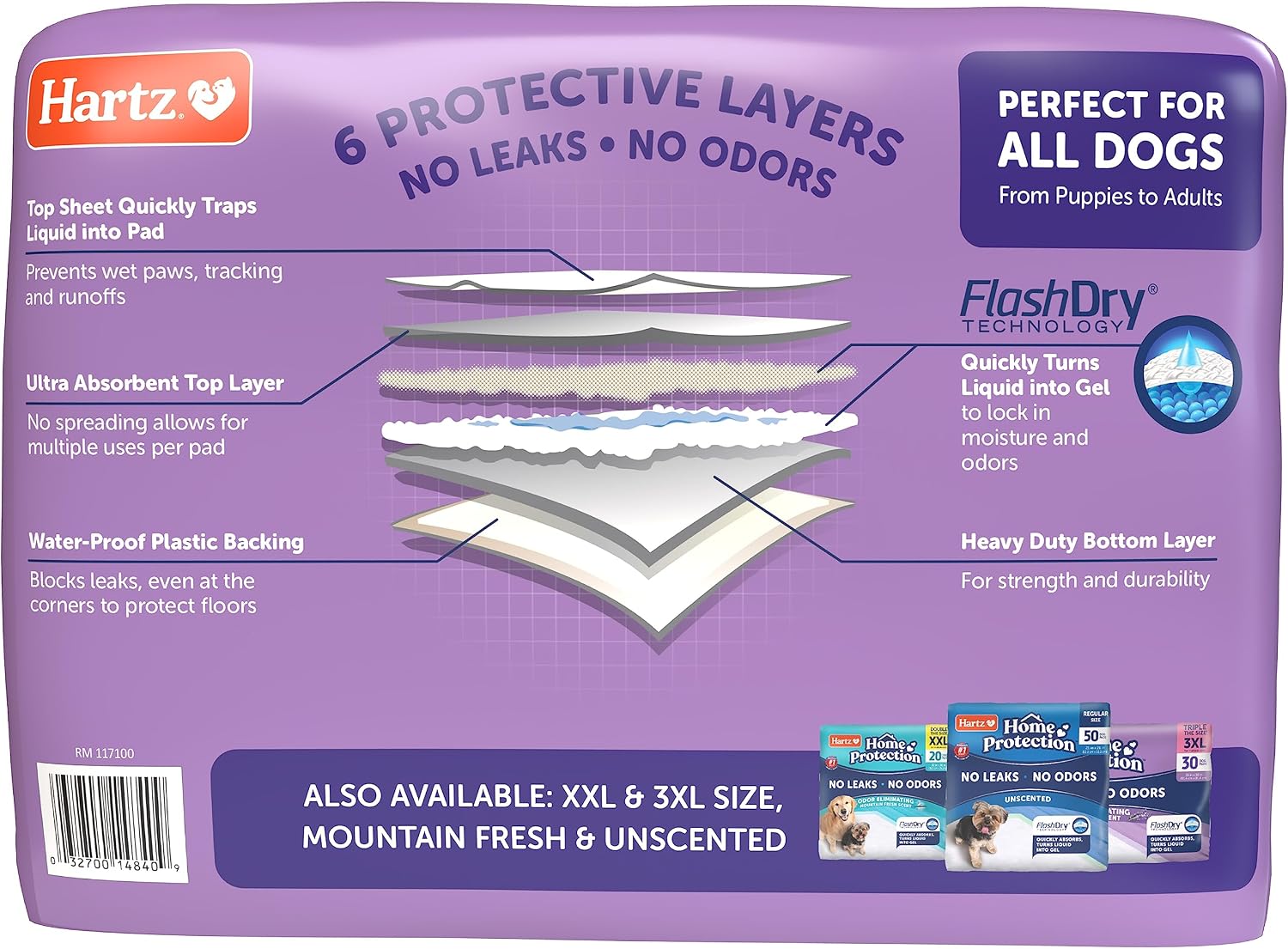 Hartz Home Protection Lavender Scented Odor Eliminating Dog Pads, 50 Count