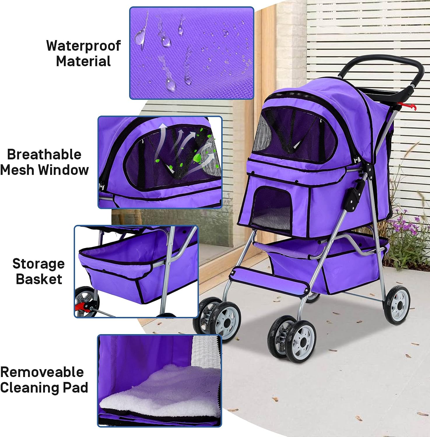 Best 4 Wheels Pet Stroller for Dog and Cat Stroller