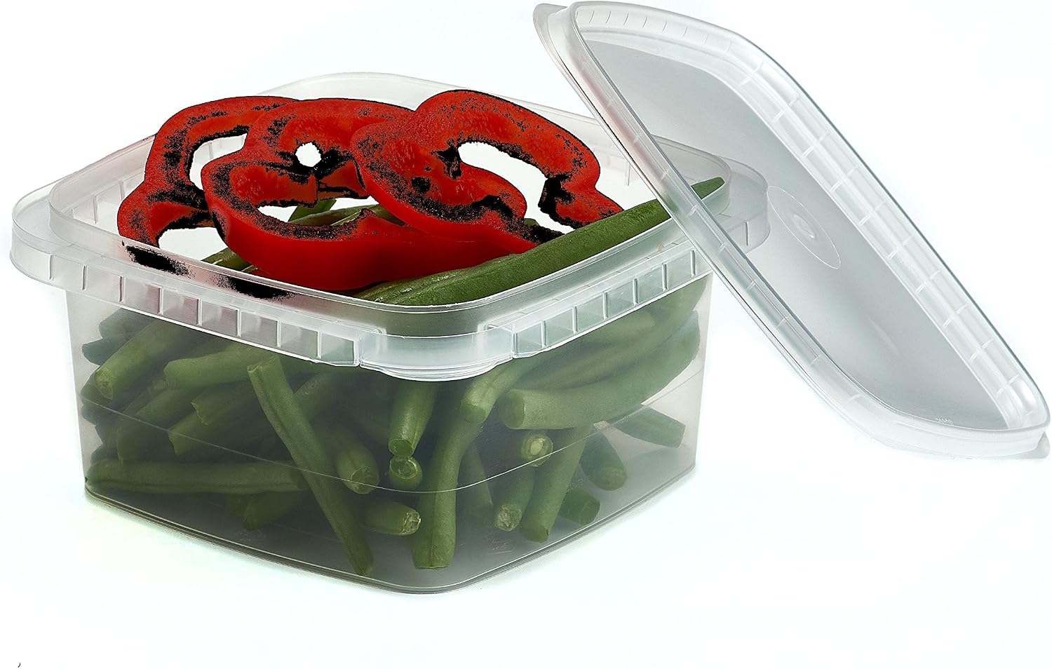 Decony 32 oz. Square Clear Deli Food Storage Containers With Lids Airtight Tamper evident system easy stackable saver shape Restaurant Take