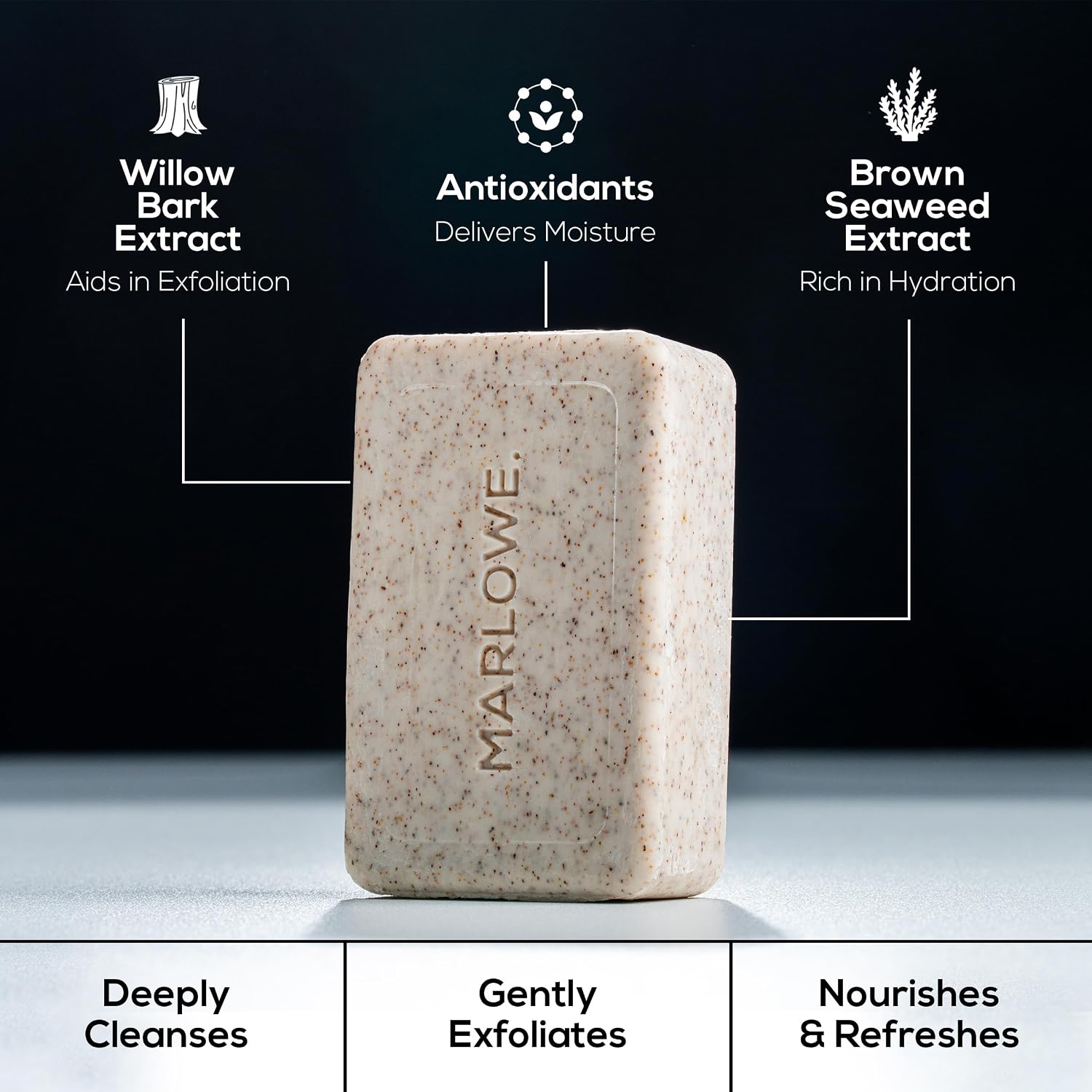 MARLOWE. Body Scrub Soap, Exfoliating Soap Bar, Sage + Fir, 7 oz | Scrub Soap Bar that deeply cleanses and exfoliates while buffing away rough, dry skin. Original Sage + Fir scent.