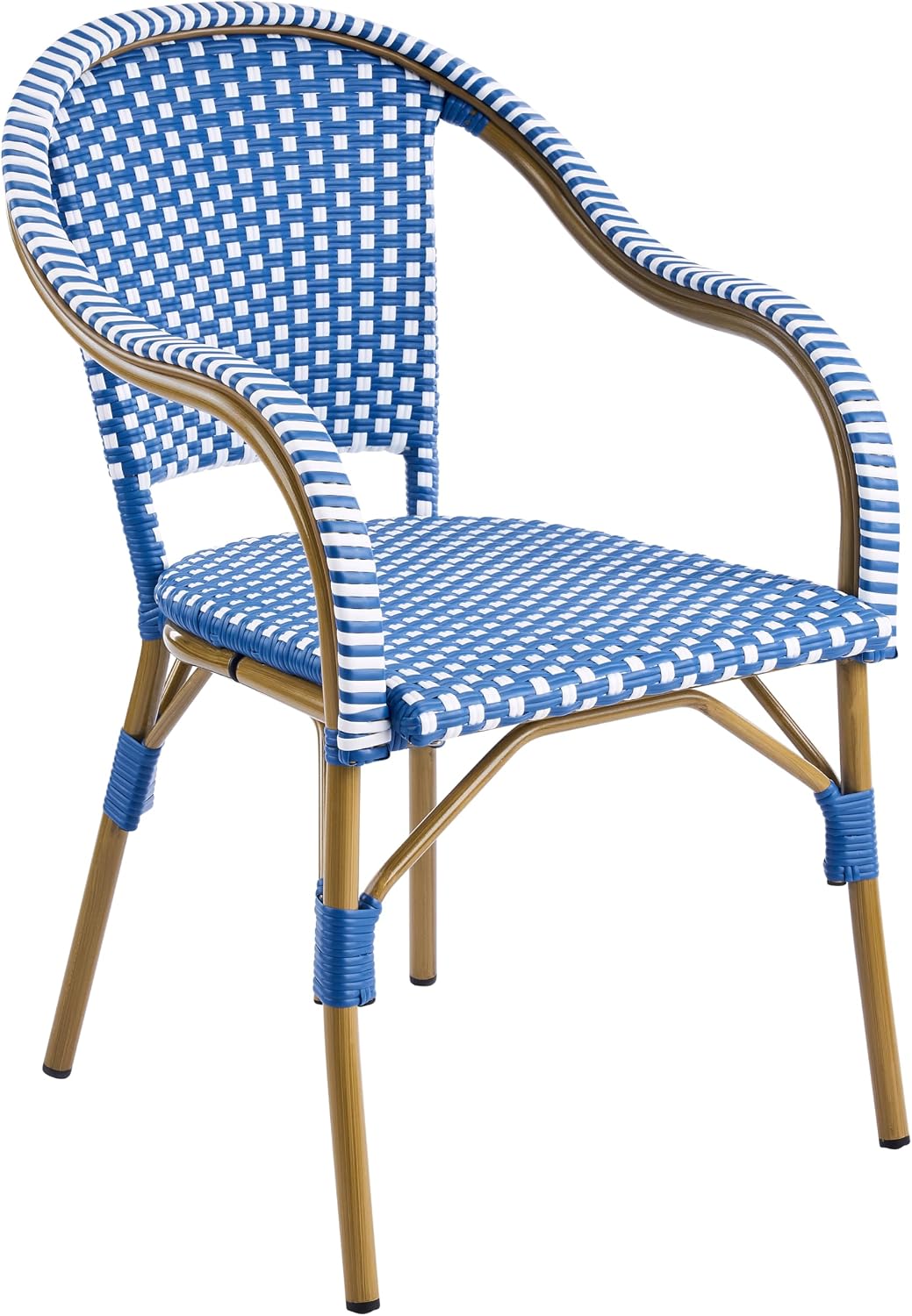 Christopher Knight Home Gwendolyn Outdoor French Bistro Chairs (Set of 4), Black + White + Bamboo Print Finish