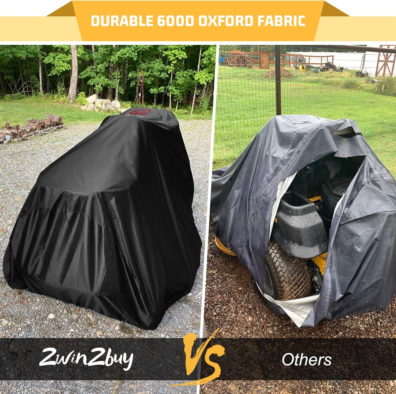 Riding Lawn Mower Cover 600D Lawnmower Covers Waterproof, up to 54" Decks | Universal Outdoor Lawn Tractor Cover Tarp All Weather Ride on Mower Covers, Heavy Duty 600D, Elastic Cord & Storage Bag