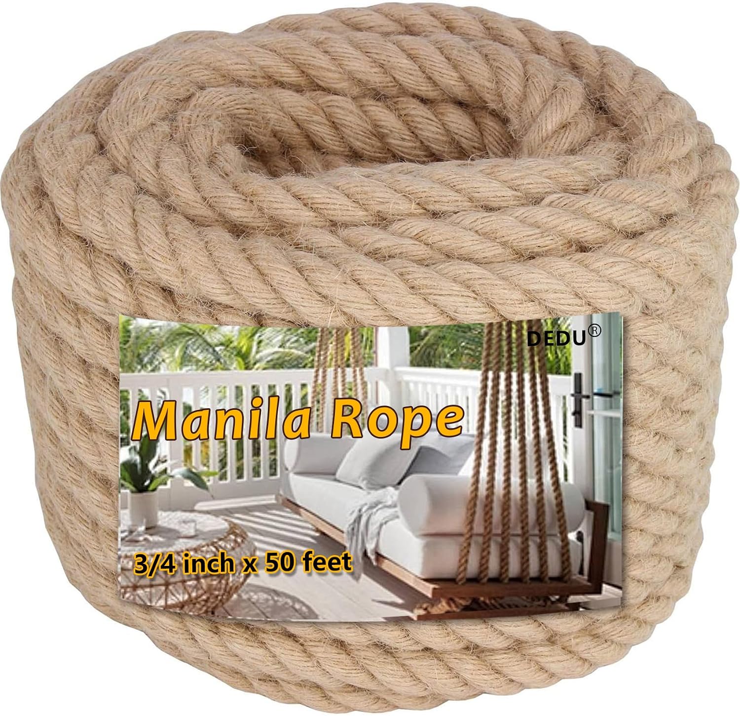 1" X 100' Treated Manila Rope Boat Docks Tree Farm Dock Deck