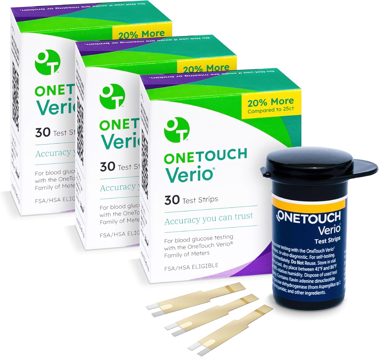 OneTouch Verio Test Strips for Blood Glucose Meter, 30 Count, 2 Pack