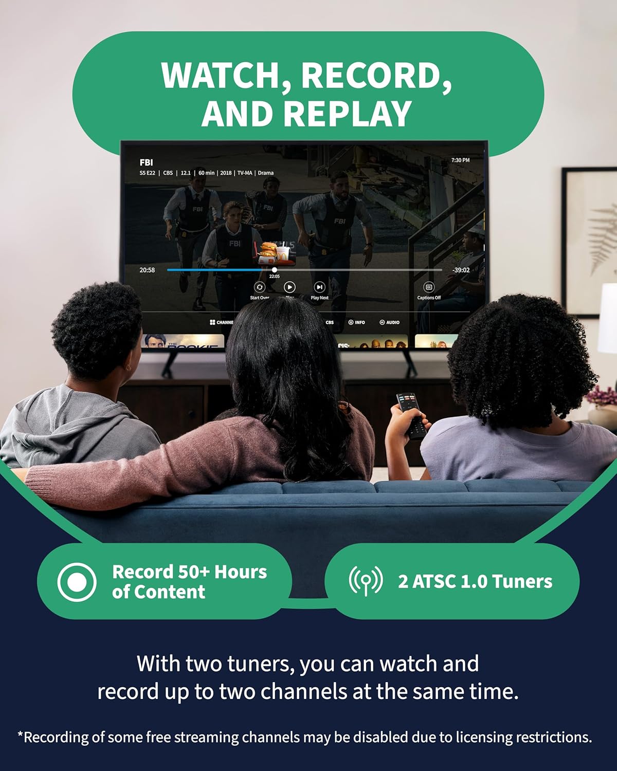 Tablo TV 4th Gen 2‑Tuner Over‑The‑Air DVR + Antenna – No Subscriptions | 35-mile range TV Antenna Included | Works with Compatible Devices