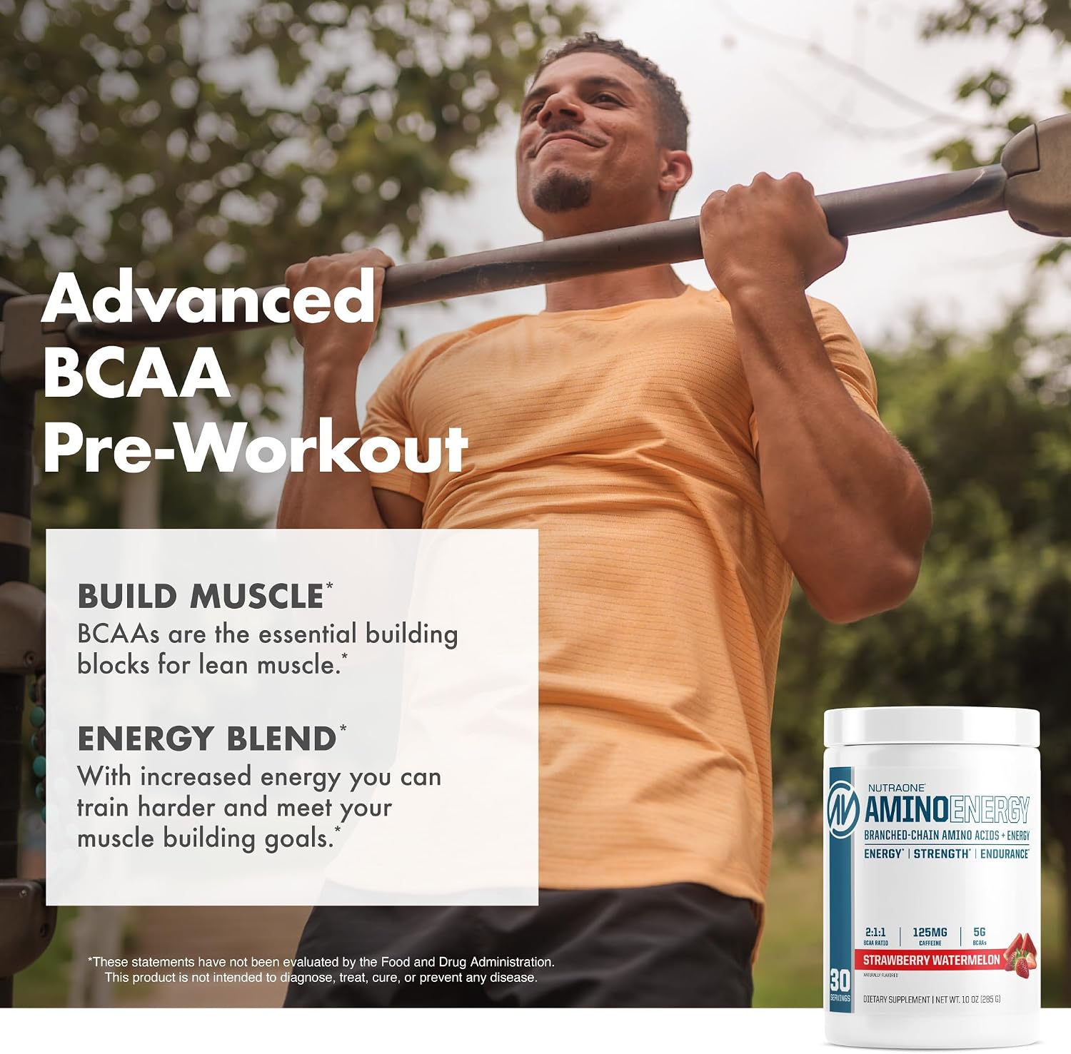 NutraOne Amino Energy BCAA Powder Pre-Workout Supplement with Caffeine Branched Chain Amino Acids to Help Fuel and Recover* (Berry Lemonade - 30