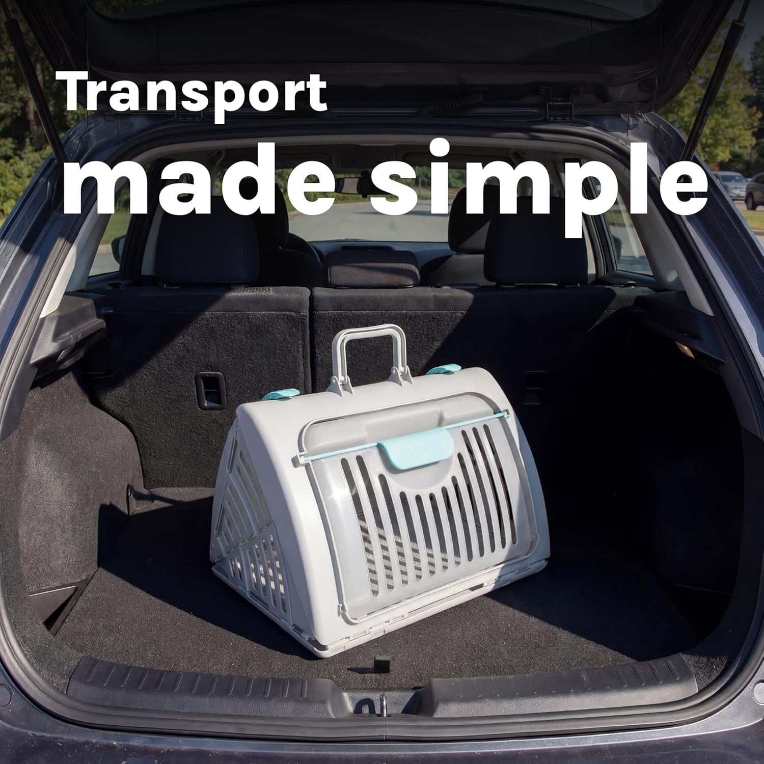 SportPet Large Hard-Sided Travel Cat Carrier - Cat Carrier with Patented Wide Side-Opening Door