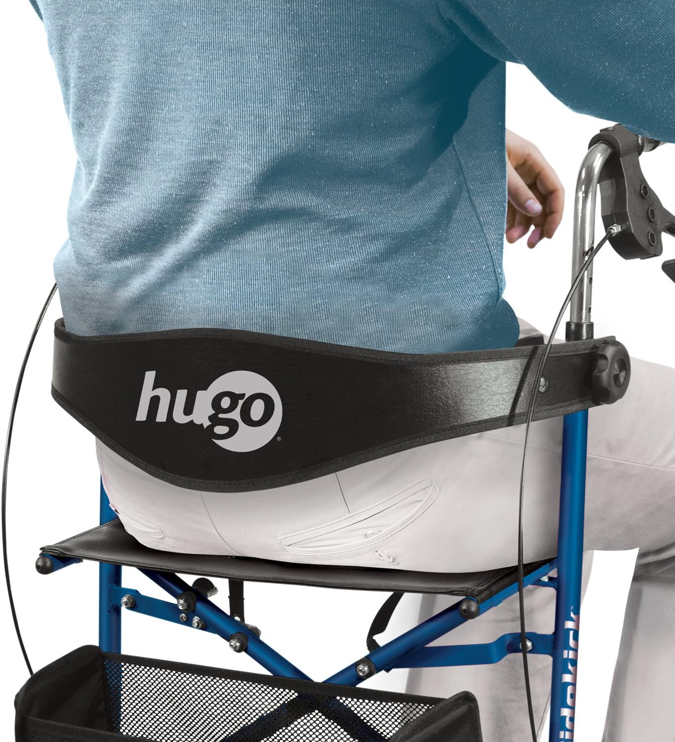 Hugo Mobility Sidekick Foldable Rollator Walker with Seat, Blueberry | Foldable Rollator with Padded Seat Offers Stable