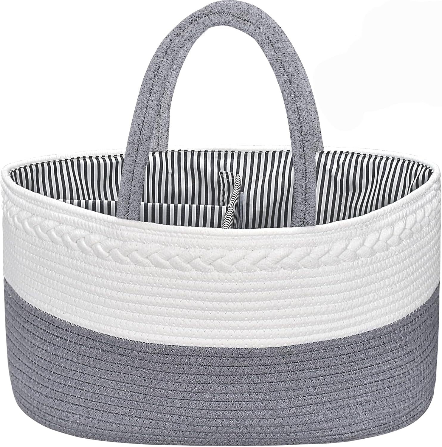 ABenkle Baby Diaper Caddy, Nursery Storage Bin and Car Organizer for Diapers and Baby Wipes, Cotton Rope Diaper Basket Caddy