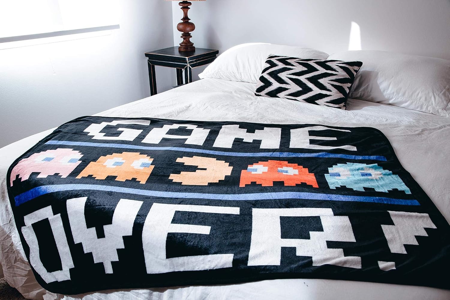 JUST FUNKY PAC-Man Game Over Throw Blanket | 45 x 60 Inch Soft Fleece Blanket
