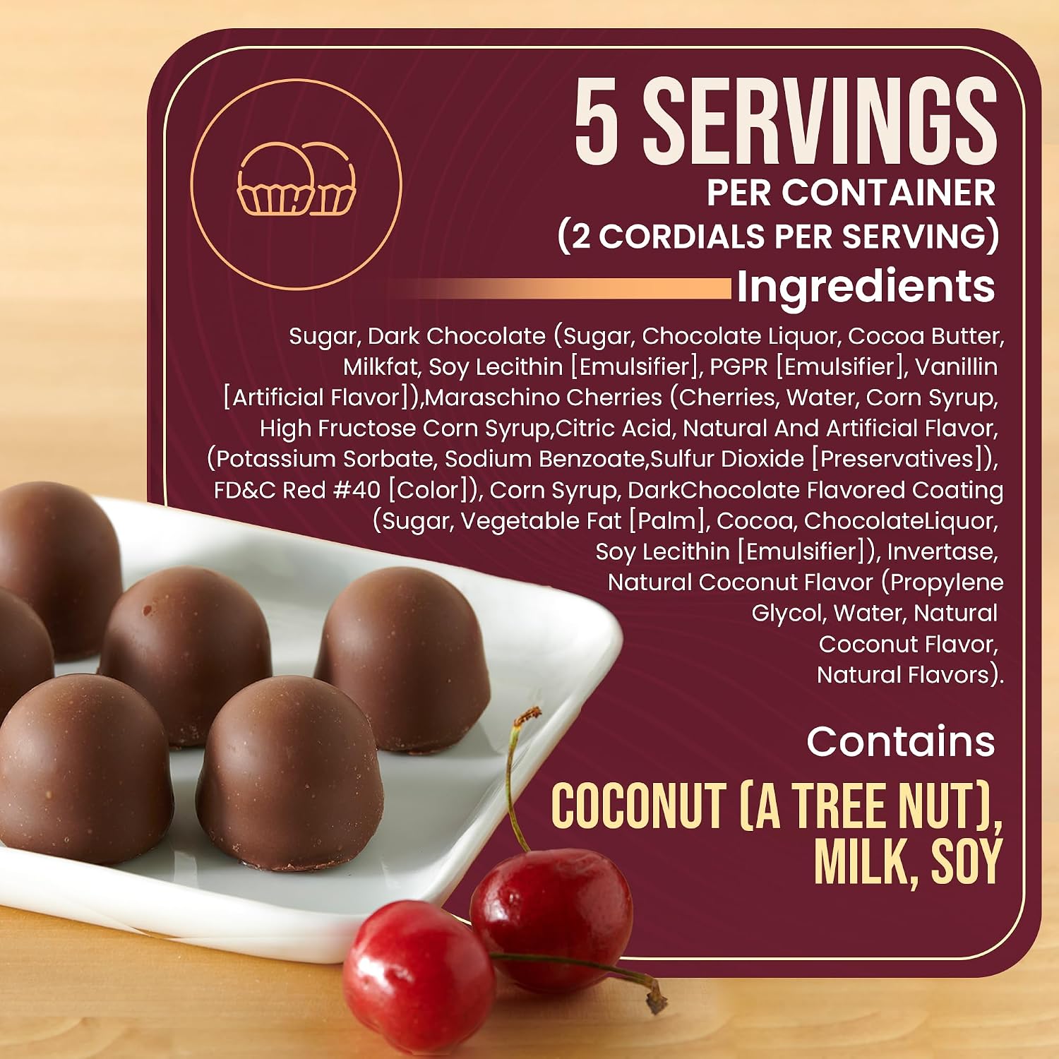 Queen Anne French Vanilla Chocolate Covered Cordial Cherries | 6.6 oz | 10 Piece Gift Boxes | Whole Maraschino Cherry Creamy Filled Liquid Center | Holiday Party Chocolate Candy