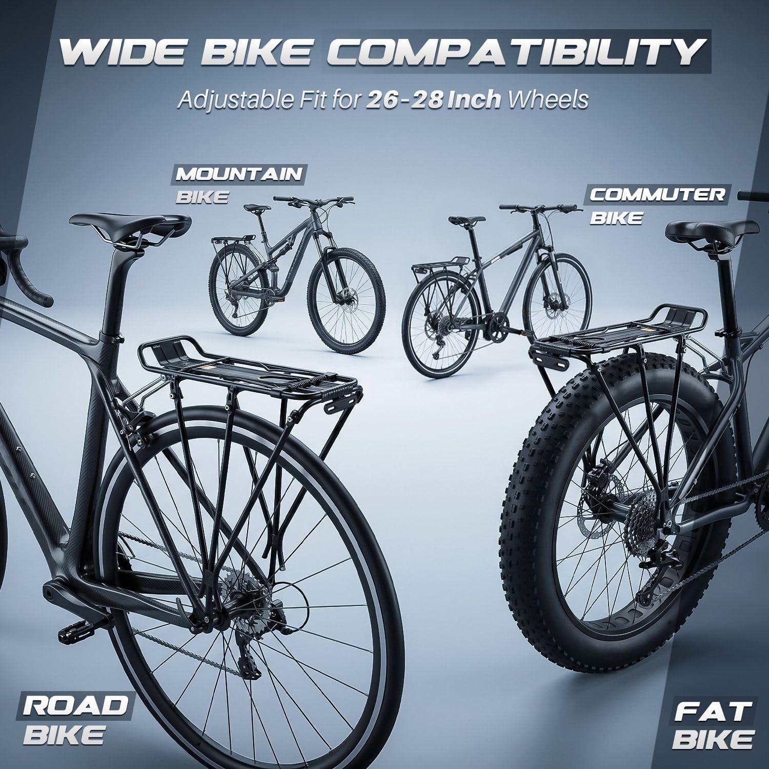 Flexzion Bike Cargo Rack, 55 lb Aluminum Rear Rack for 26-28 Inch Bikes