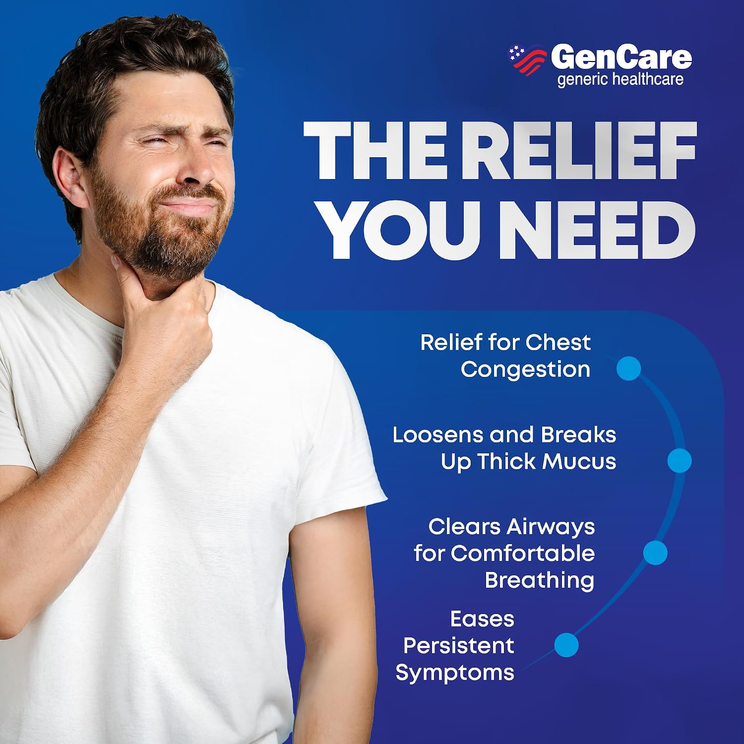GenCare Mucus Relief Expectorant Guaifenesin 400mg, 200 Tablets | Compares to Mucinex; fast-acting expectorant, chest congestion relief