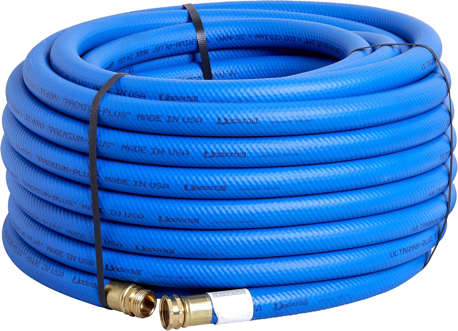 UltraMax Commercial Garden Water Hose 50 ft, Lightweight, Flexible, Anti-Kink, All Weather, 1200 psi, H75-050B, 3/4 Inch x 50 ft, Blue