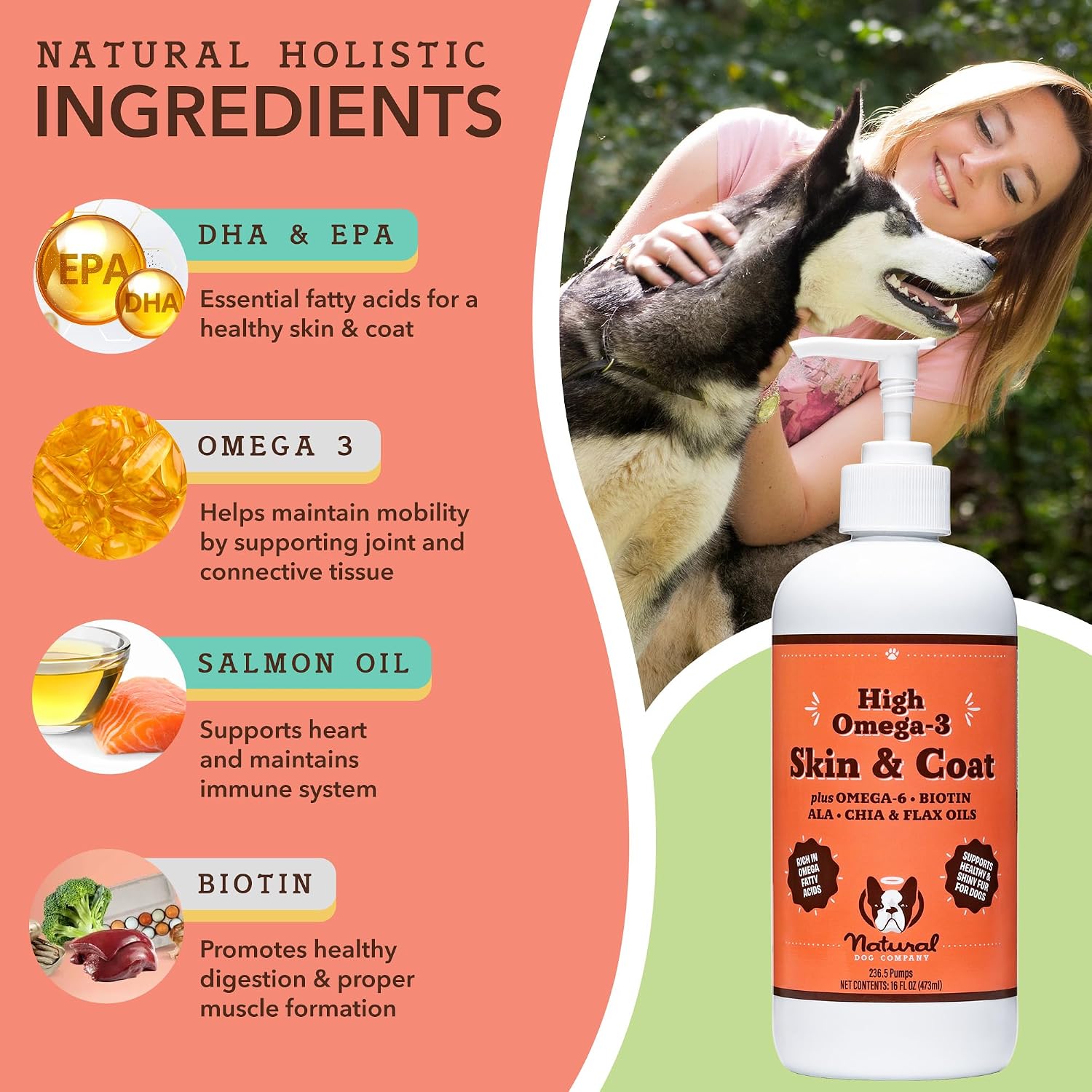 Natural Dog Company Liquid Glucosamine Hip & Joint Oil for Dogs, 16 oz, Extra Strength Cartilage & Joint Support, Helps Mobility and Eases Occasional Stiffness, Dog Vitamins & Supplements