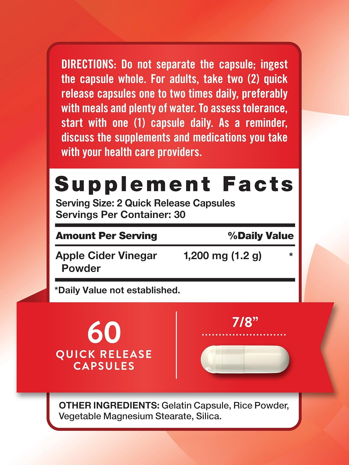 Nature's Truth Apple Cider Vinegar Capsules | 1200mg | Quick Release Pills | Non-GMO & Gluten Free Supplement | Non-GMO & Gluten Free Supplement