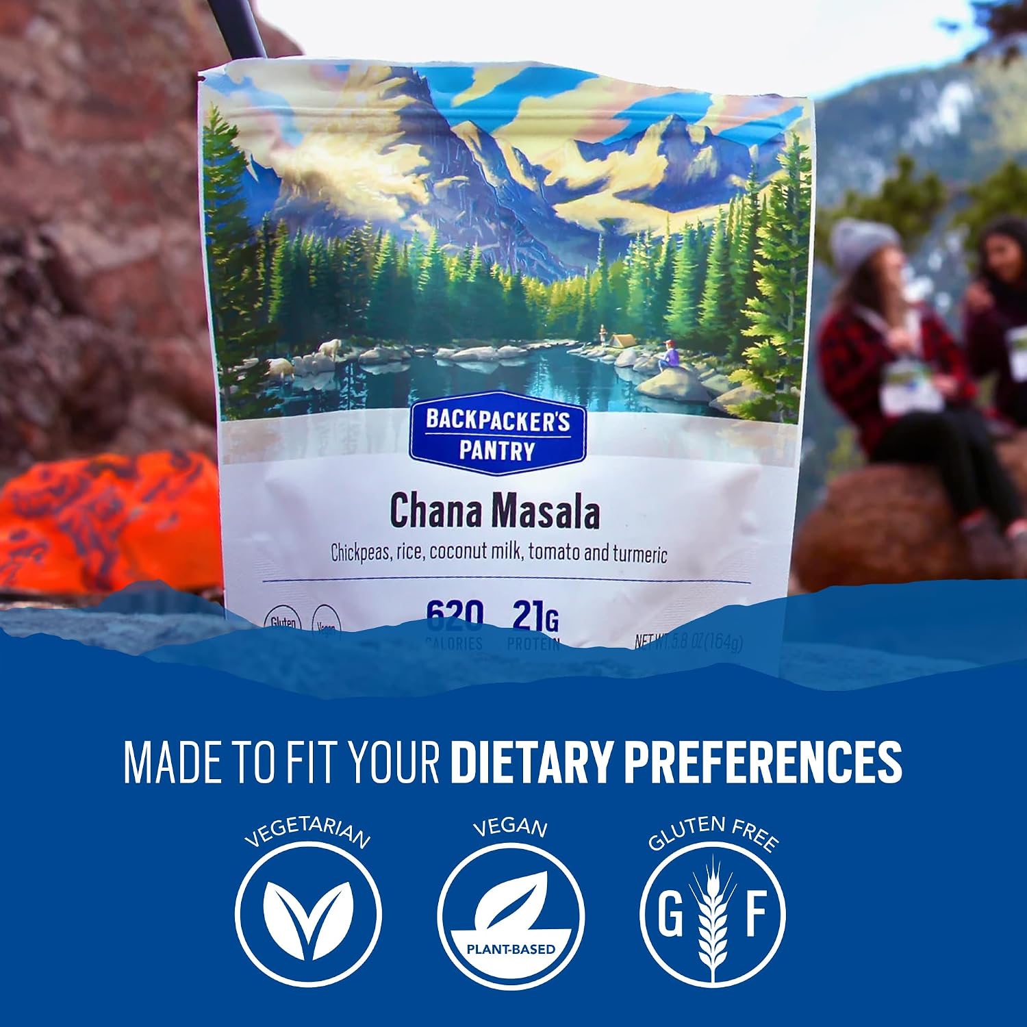 Backpacker's Pantry Lasagna | 1-Pack | 29g Protein | 620 Cal | Vegetarian, Nut Free | Made in the USA | Freeze Dried Meal & Camping Food