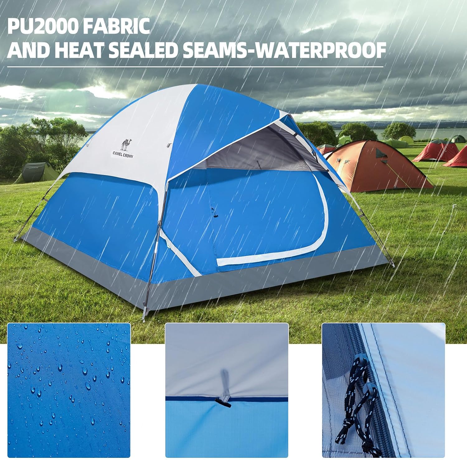 CAMEL CROWN Tents for Camping 2/3/4/5 Person Camping Dome Tent, Waterproof,Spacious, Lightweight Portable Backpacking Tent for Outdoor Camping/Hiking