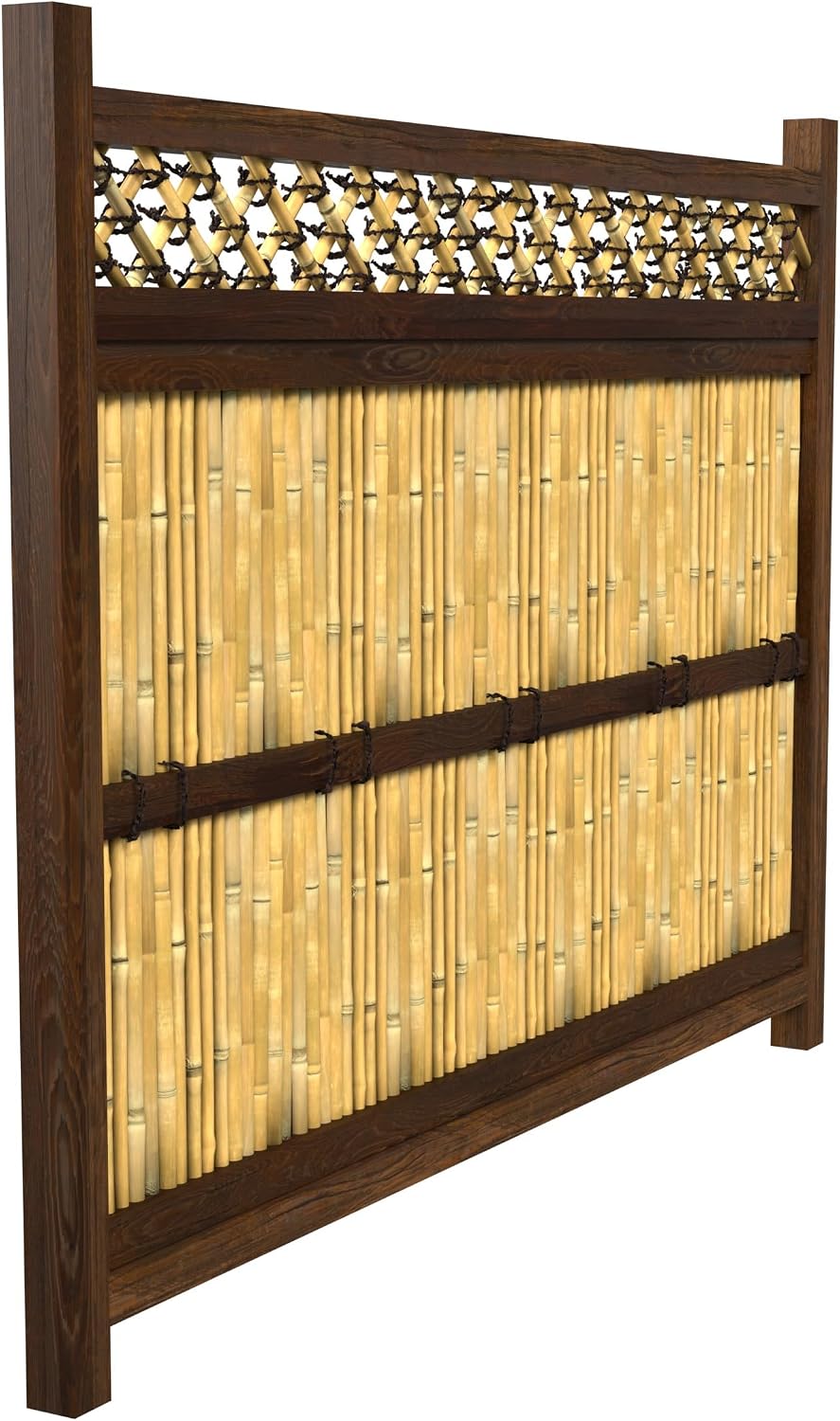 Red Lantern 4 x 1.5 ft. Japanese Bamboo Kumo Fence Panel, 4ft. x 2ft, Brown