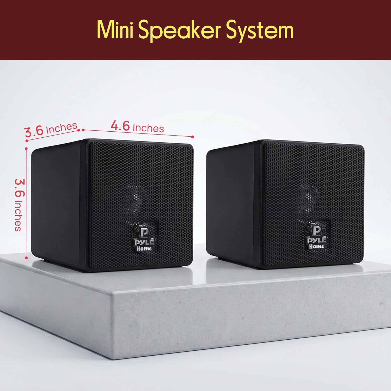 3" Mini Cube Bookshelf Speakers - 100W Small Bookshelf Speakers w/ 3" Paper Cone Driver