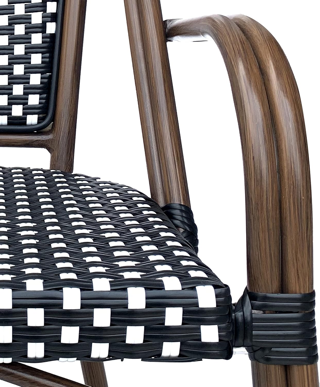 Christopher Knight Home Anastasia Outdoor French Bistro Chair (Set of 2), Black + White + Bamboo Print Finish