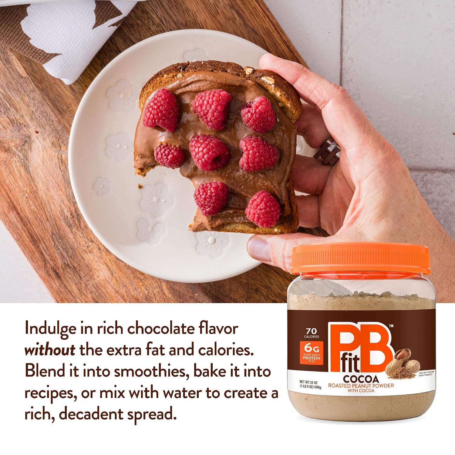PBfit Cocoa Peanut Butter Powder 24 Oz, Peanut Spread with 6g Protein