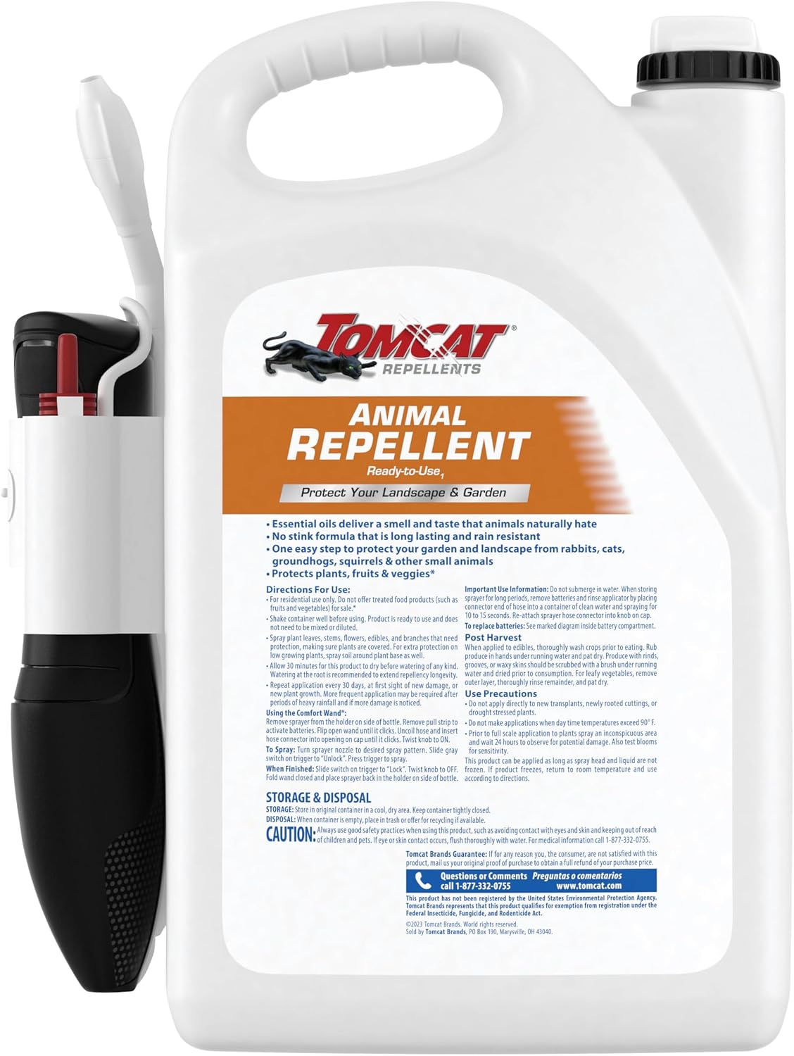 Tomcat Repellents Deer Repellent, 1 gal. | Also Repels Rabbits, Ready-to-Use, Protects Landscapes and Gardens, Contains Essential Oils
