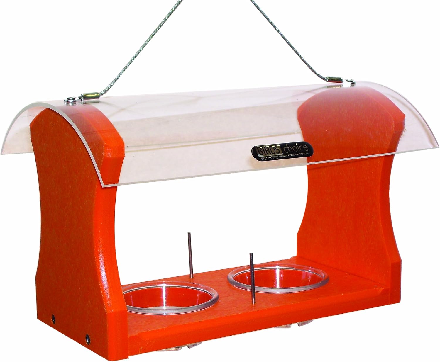 Birds Choice Oriole Bird Feeder | Hanging Bird Feeder for Jelly & Orange Halves | Includes Cup & Fruit Pegs | Recycled Plastic | Sturdy for Garden, Backyard, & Outdoor | 2 Cup Capacity, Orange | Includes Jelly Cup and Fruit Pegs, Recycled Plastic in Oran…