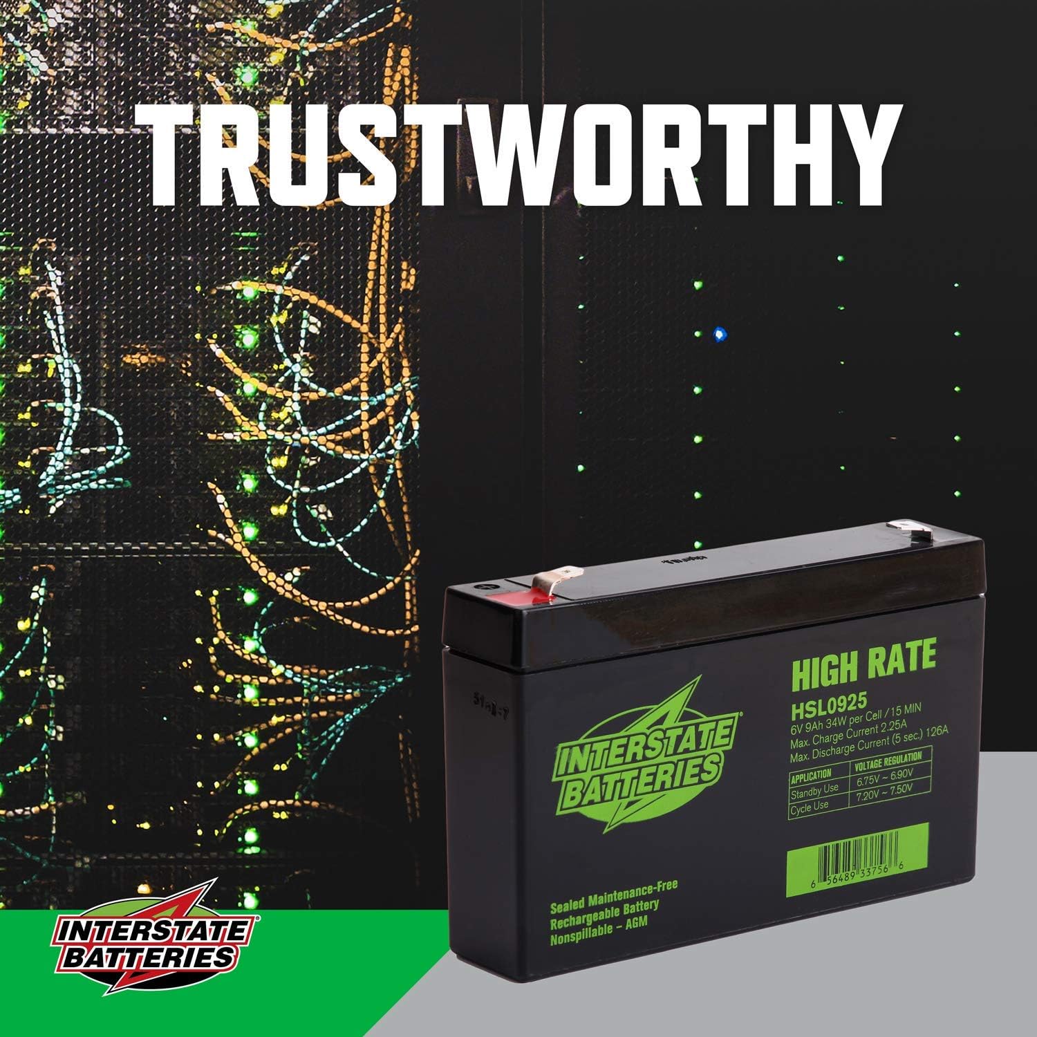 Interstate Batteries High Rate Battery 6V 9Ah SLA AGM VRLA HSL0925