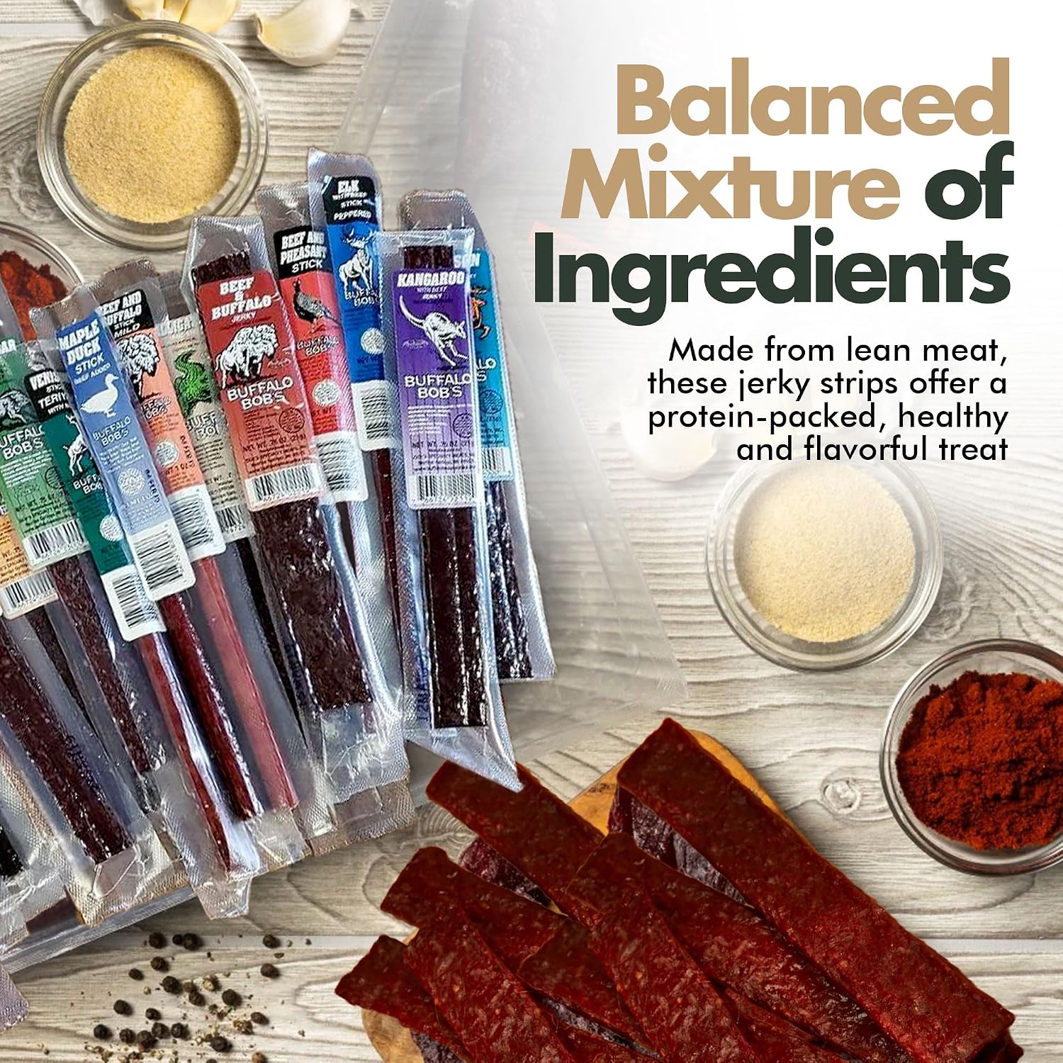 Jerky-n-Spice Wild Game Exotic Meat Sticks (10-Pack) | Ultimate Beef Jerky | Savory Snacks Variety Pack for Adults | Perfect Gifts for Anniversary, Camping, Hunting & Birthday Events