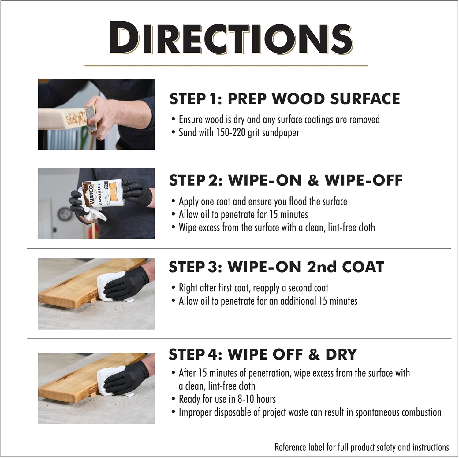 Watco 65351 Danish Oil Wood Finish, Pint, Black Walnut