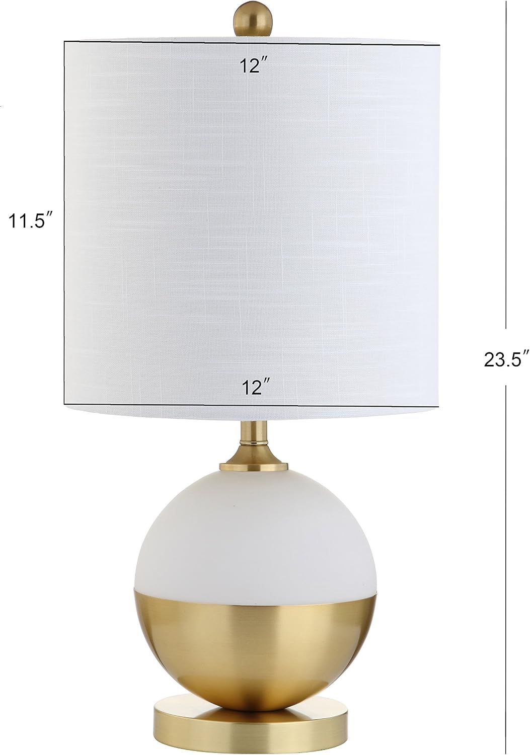 JONATHAN Y Carr Modern Table Lamp Ceramic Metal 23.5", White/Brass Gold | Contemporary Glam Nightstand Bedroom Desk Light, Linen Drum Shade, Silk Cord