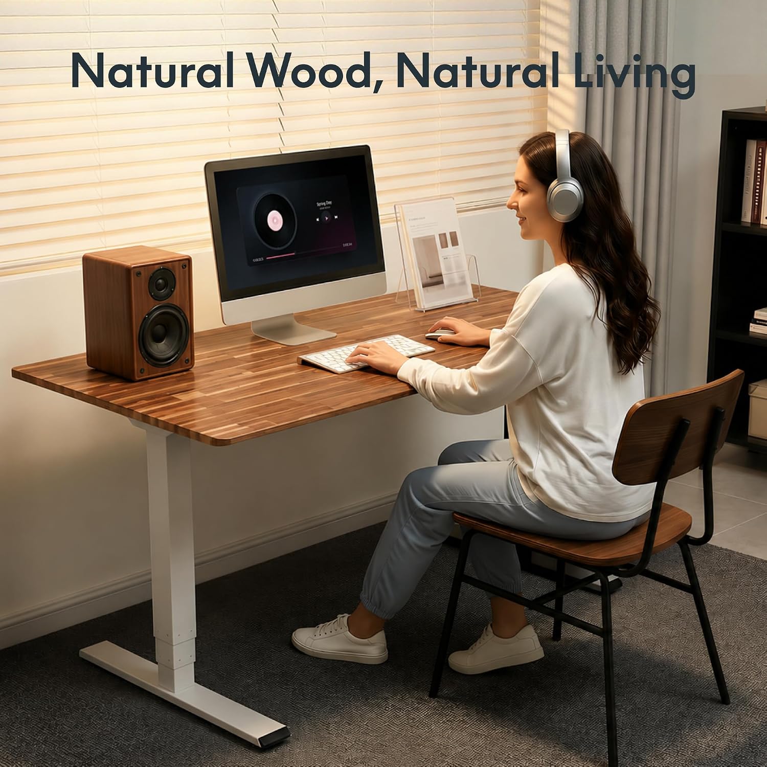 FLEXISPOT Acacia Solid Wood 55"x28" Butcher Block Desktop, Walnut | Acacia Solid Wood, Thick Beveled Edge, For Standing Desk, Office Table, Workbench, DIY Furniture Projects