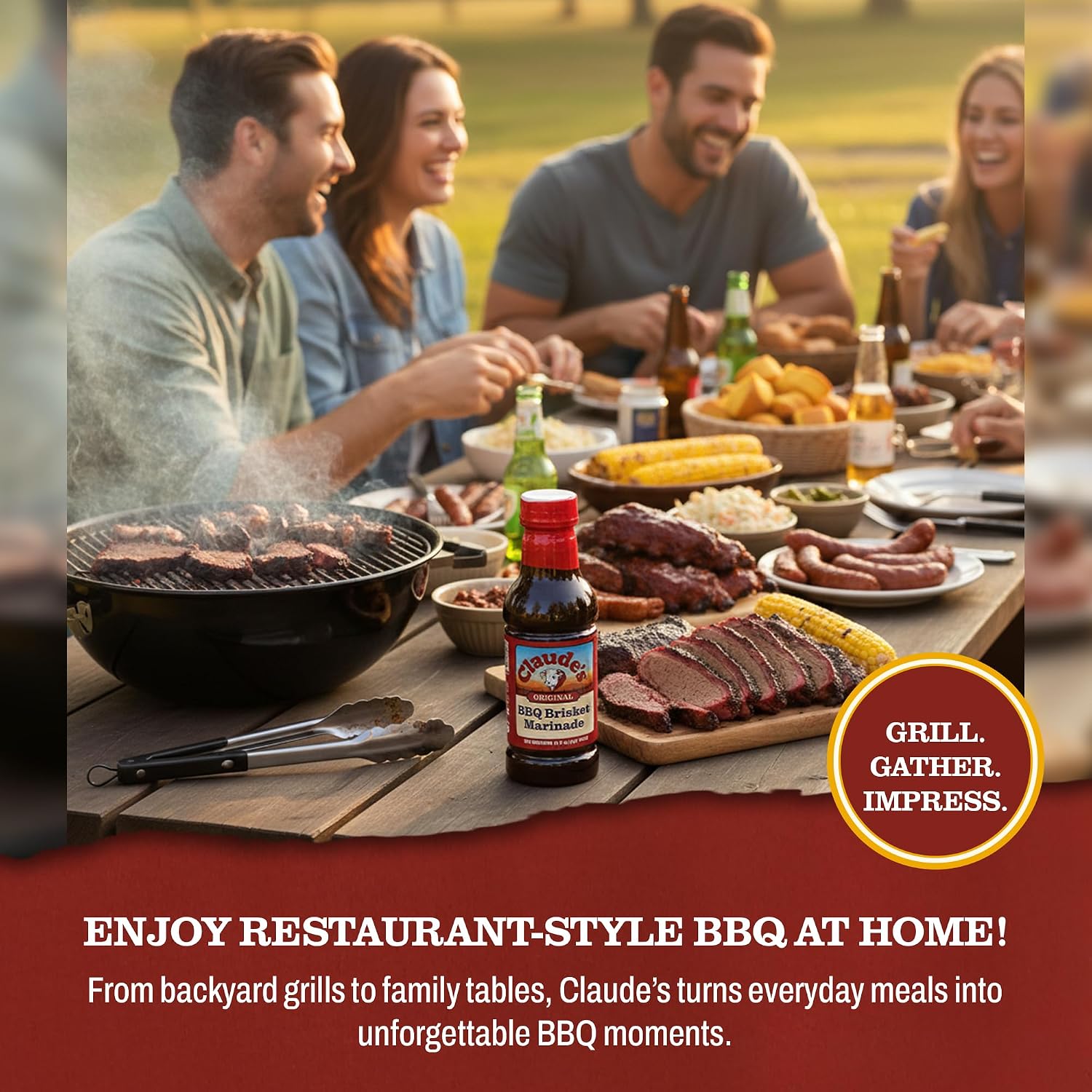 Claude's BBQ Brisket Marinade Sauce, Gluten Free Texas Style, 128 oz | Restaurant-size gallon of smoky Texas tenderizing brisket marinade - all natural & gluten free.