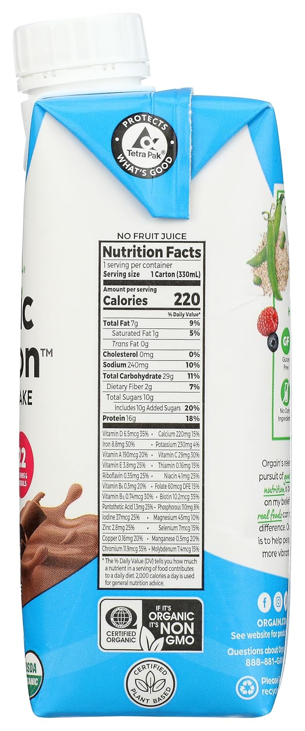 ORGAIN Organic Creamy Chocolate Fudge Drink, 11 FZ