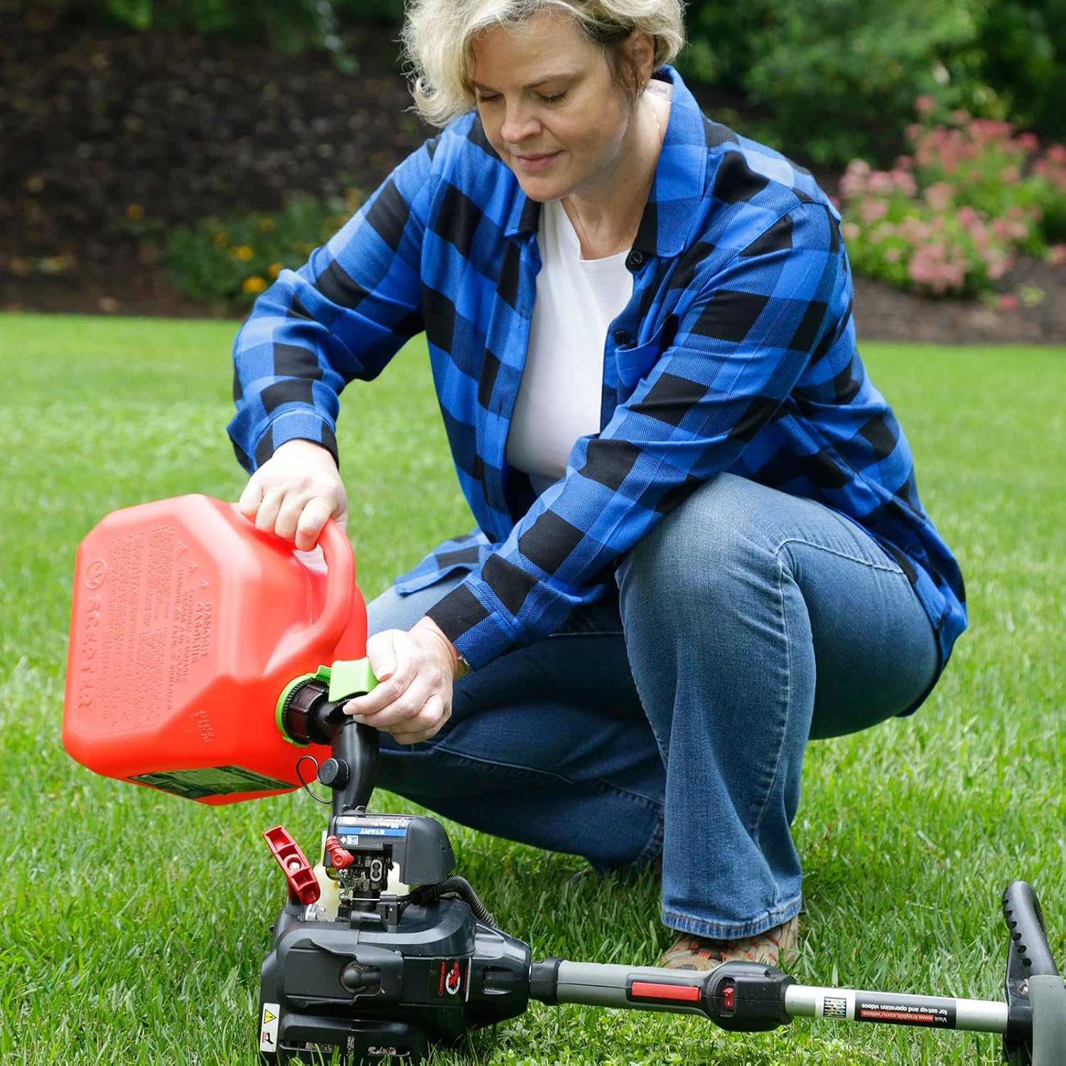 Scepter 1 Gal Gas Can, Spill Proof SmartControl Spout, Spout Extender, Red