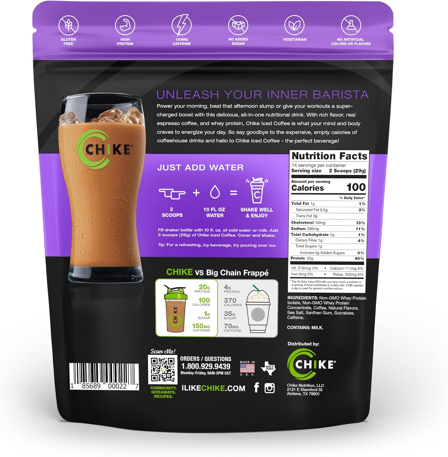 Chike Mocha High Protein Iced Coffee, 20 G Protein, 2 Shots Espresso, 1 G Sugar, Keto Friendly and Gluten Free, 14 Servings (15.3 Ounce)