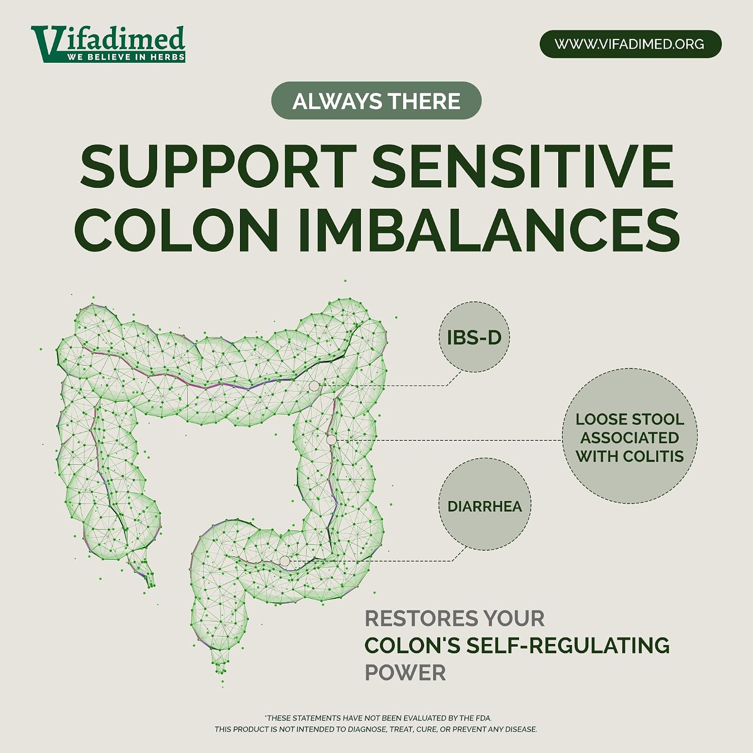 Colon for Diarrhea, IBS-D,Colitis, Soothes Irritation,Enhances Colon's Function. Intestine Lining,Gut Microbiome,Colon Motility. IBS Relief.-45 Capsules