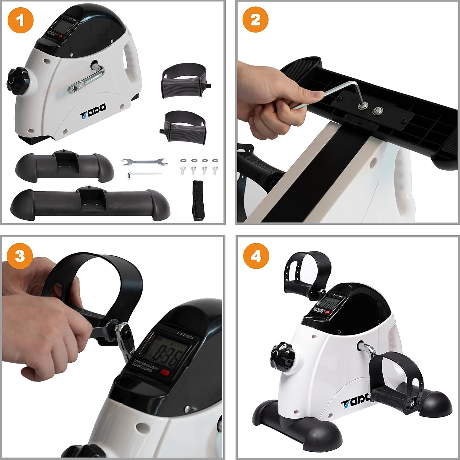 TODO Mini Exercise Bike Pedal Exerciser Foot Peddler Portable Therapy Bicycle with Digital Monitor