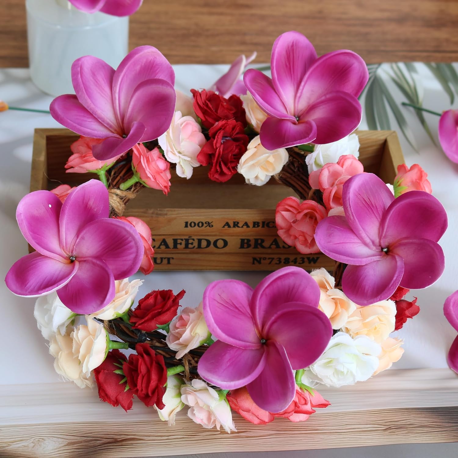 10PCS Artificial Plumeria Flowers with Stem, Apricot | Natural Real Touch,DIY Cake Decoration, Hawaiian Part, Luau Decor, Wedding Bouquets