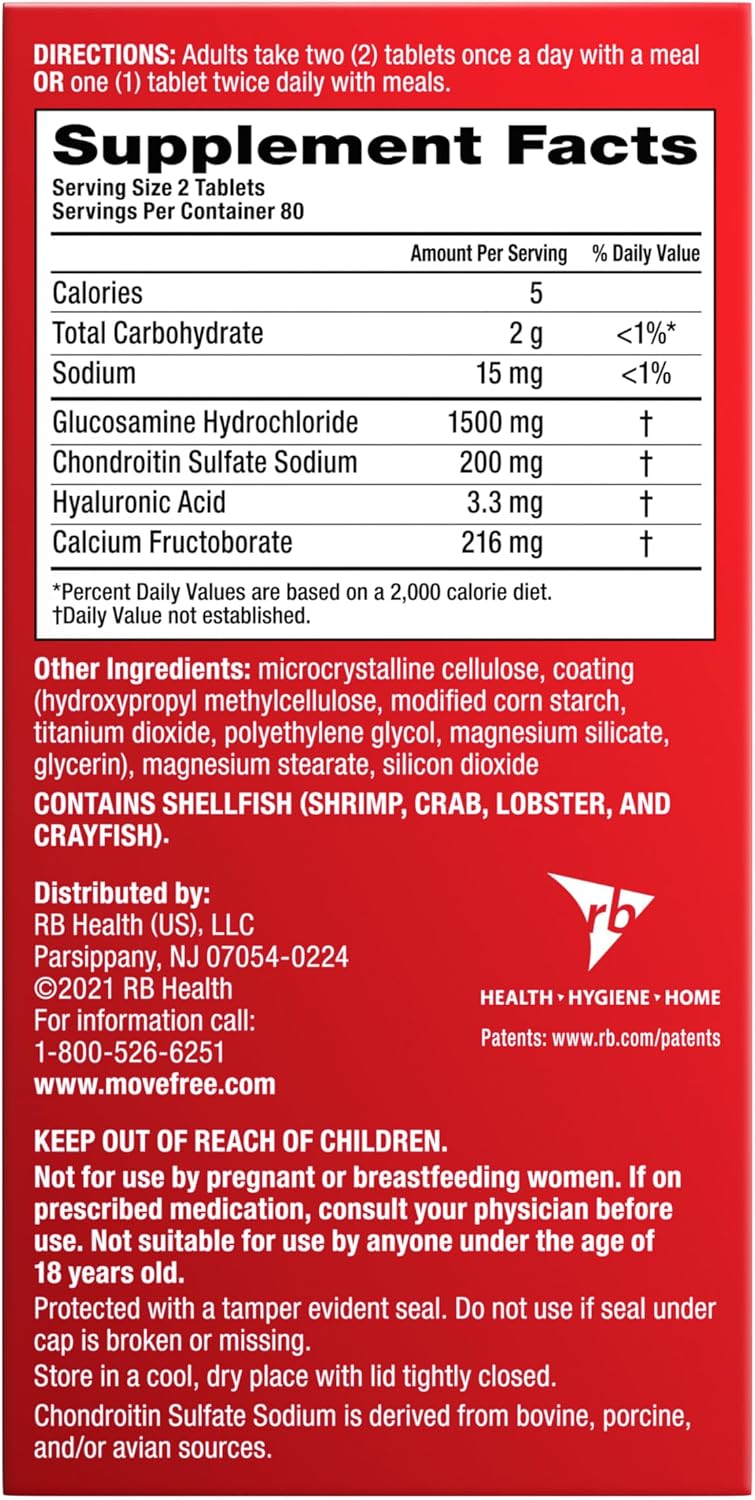 Move Free Advanced Glucosamine Chondroitin + Calcium Fructoborate Joint Support Supplement