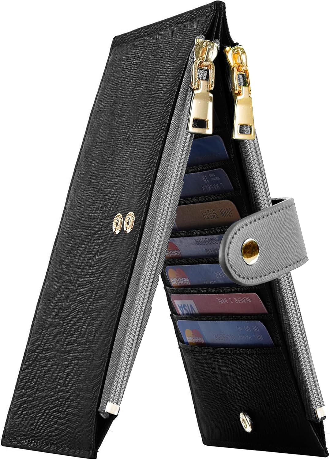 Travelambo RFID Wallet Women Large Size Bifold Multi Card Wallet Case with Zipper Pocke Credit Card Holder for Women