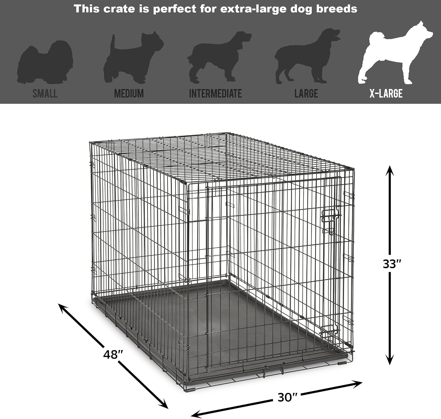 Midwest Homes for Pets 24-Inch New World Crate for Small Breeds, 12-20 lbs, Double Door Folding Dog Crate, Leak-Proof Tray & Secure Latches, Portable, Durable & Easy to Assemble