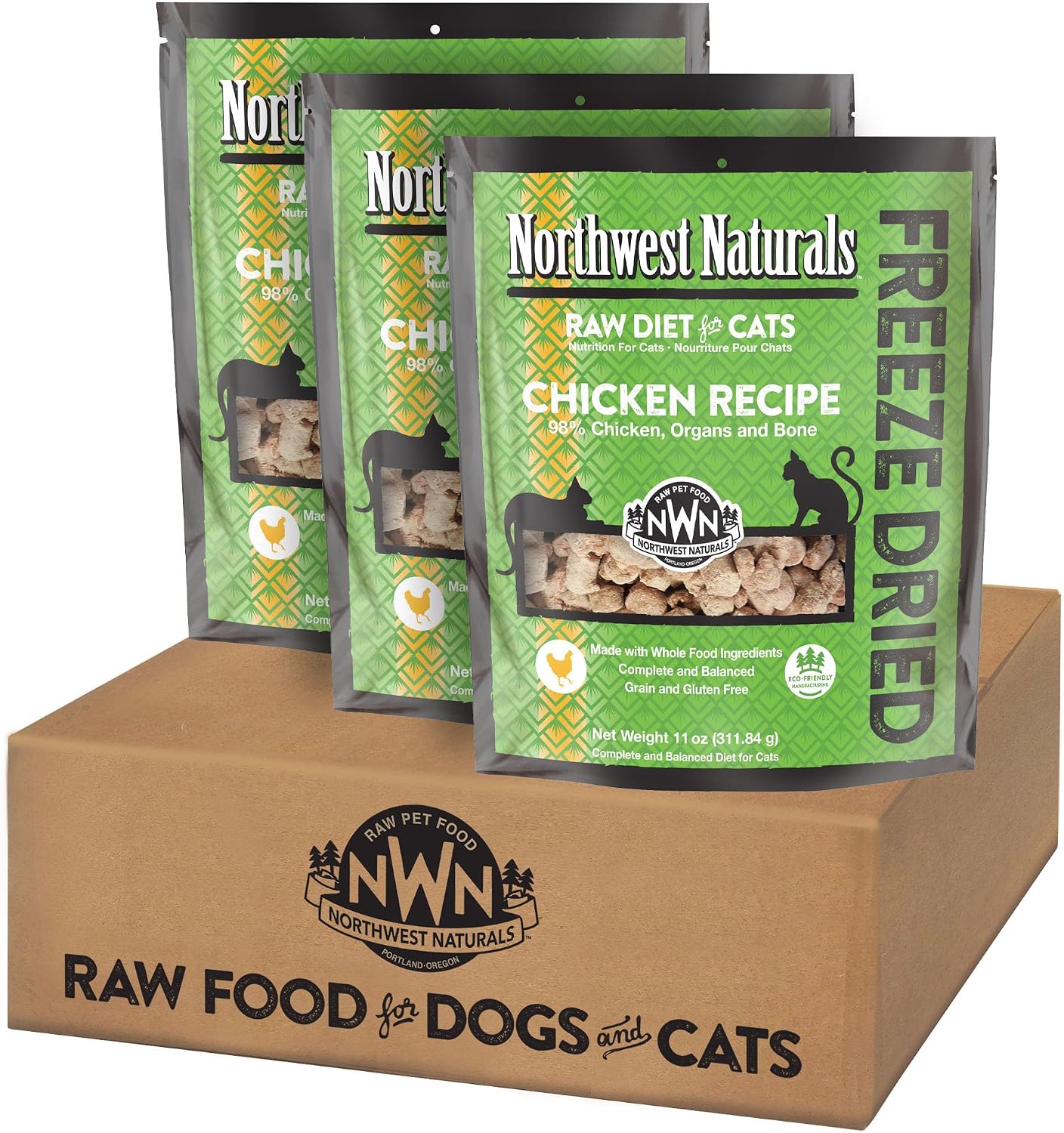 Northwest Naturals Freeze-Dried Turkey Cat & Kitten Food – Bite-Sized Nibbles – Healthy, Limited, Human-Grade Ingredients, All-Natural, High-Protein Raw Diet – Complete & Balanced, Made in USA, 11 oz