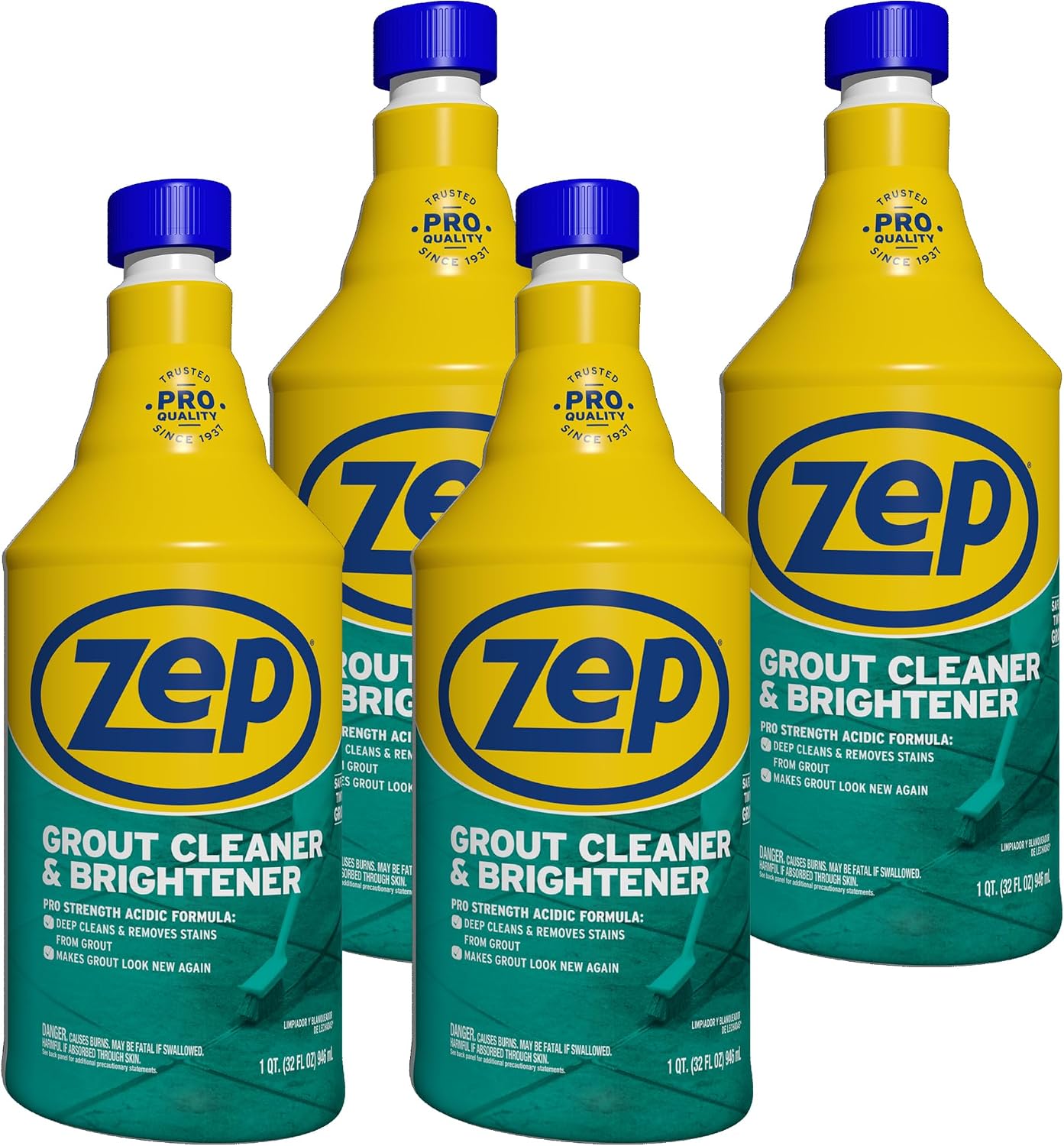 Zep Grout Cleaner and Brightener - 32 Ounce (1 Bottle) - ZU104632 - Deep Cleaning Formula Removes Old Stains From Grout