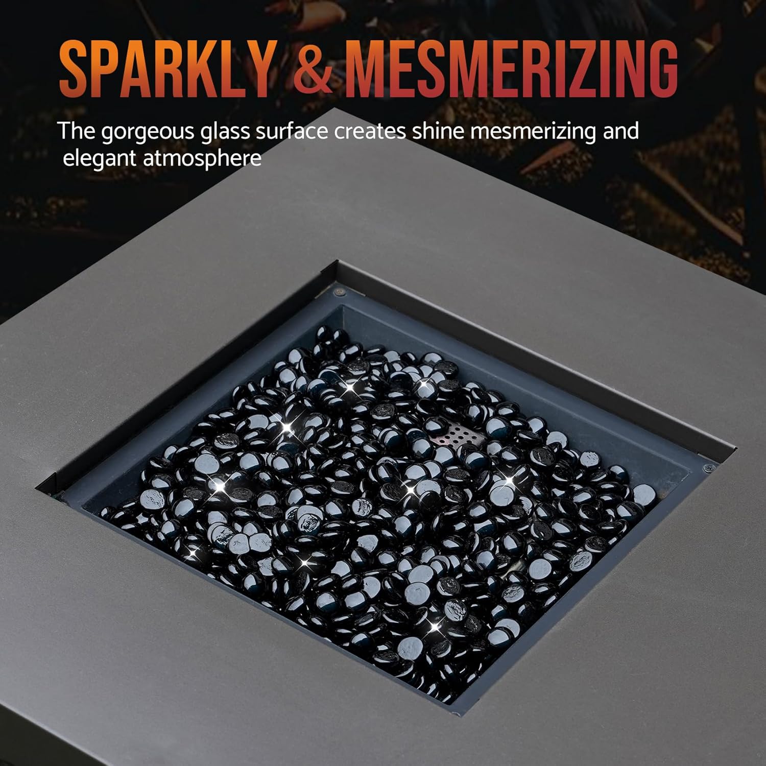 Skyflame 10-Pound Fire Glass Beads for Fire Pit Fireplace, Onyx Black