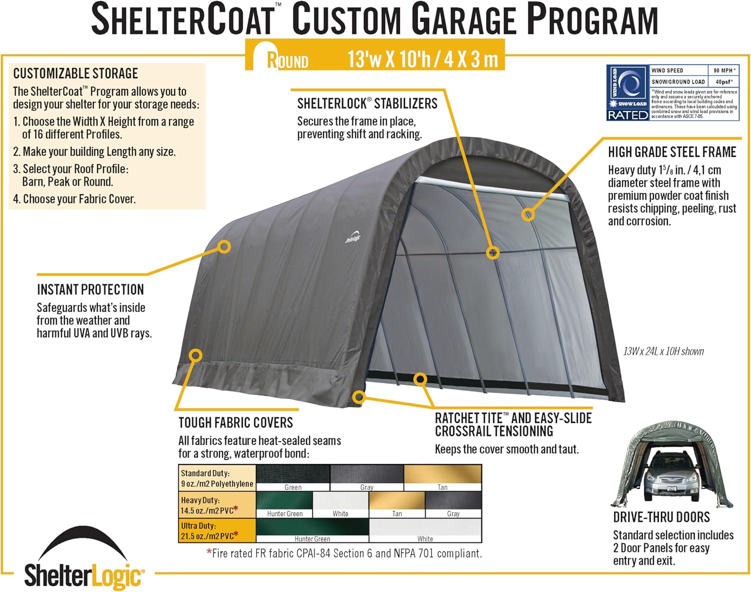 ShelterLogic 73342 Green 12'x20'x10' Round Style Shelter