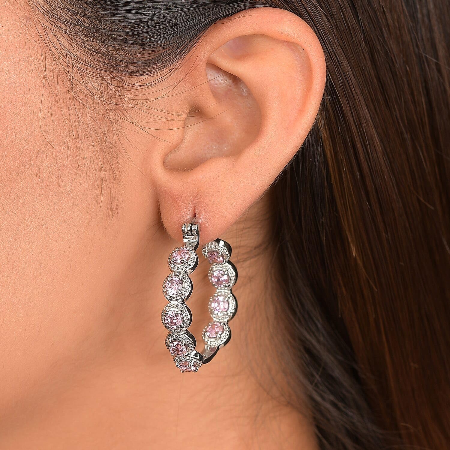 Pink Cubic ZirconiaEarrings in Stainless Steel