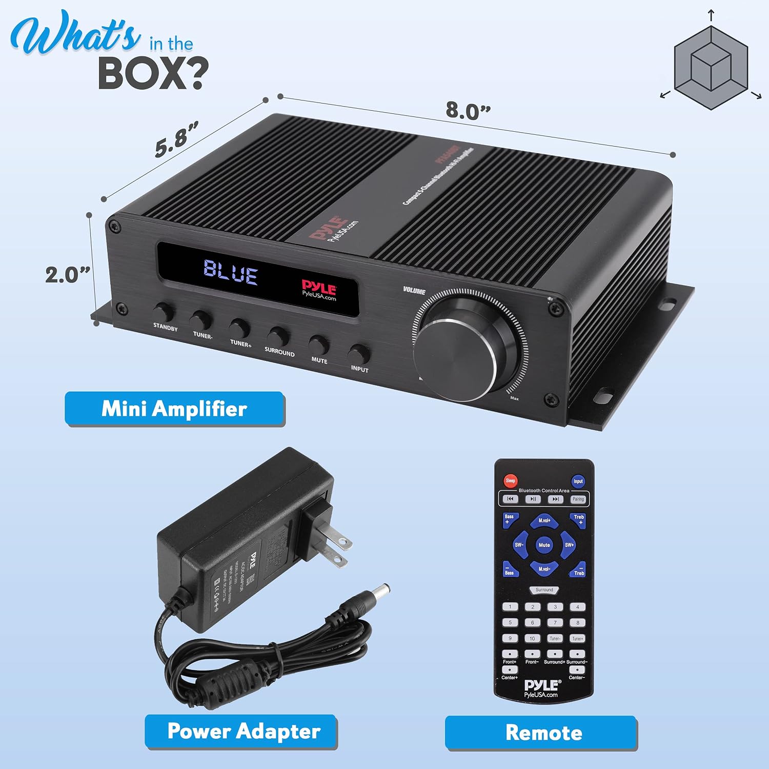 Pyle Wireless Bluetooth Home Audio Amplifier - 100W 5 Channel Home Theater Power Stereo Receiver, Surround Sound w/ HDMI, AUX, FM Antenna